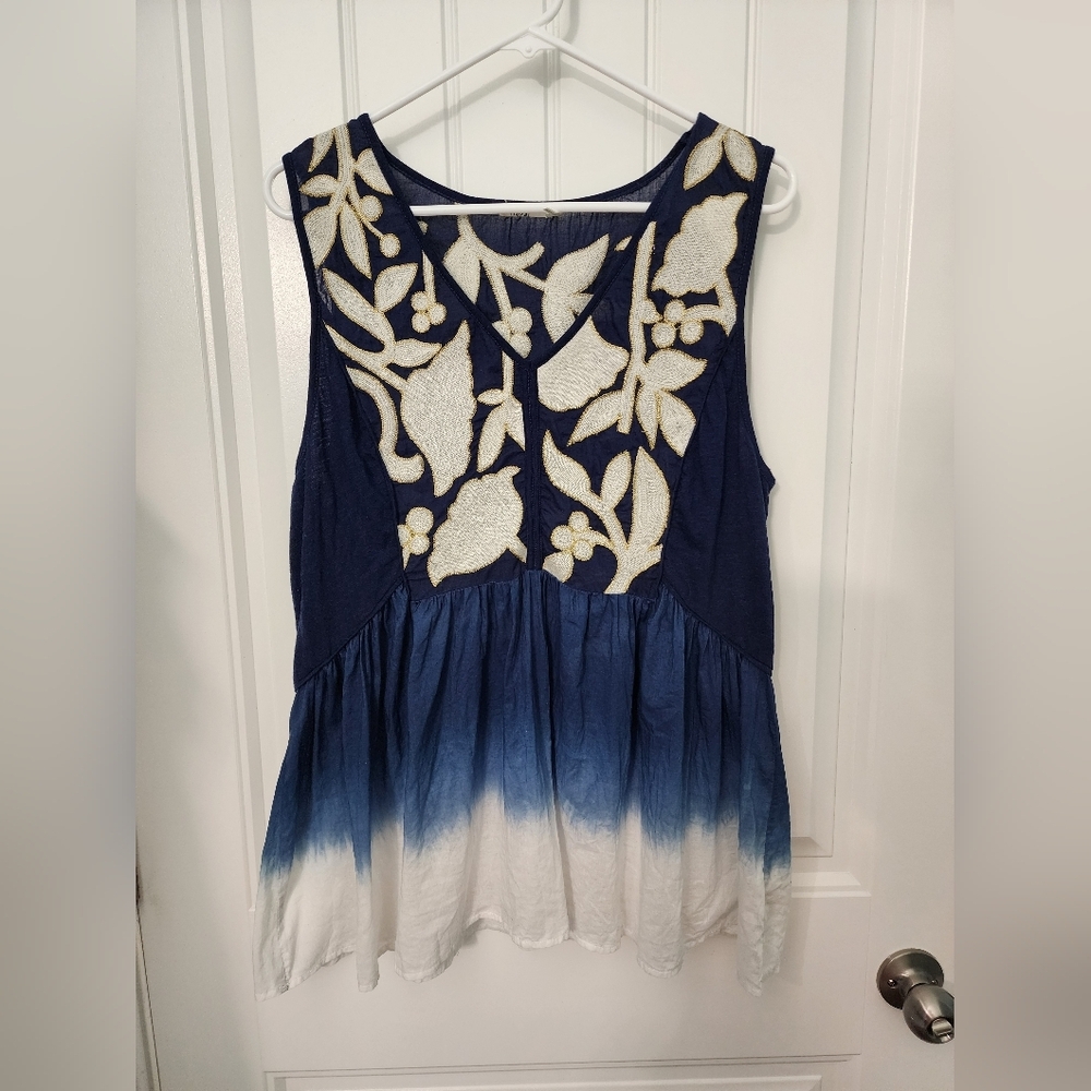Anthropologie Floreat Dip Dyed Peplum Tank, Size XL - Picture 3 of 7